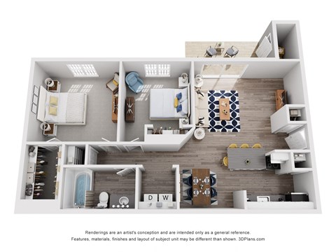 Floor plan for 2 beds, 1 bath, 900 sqft